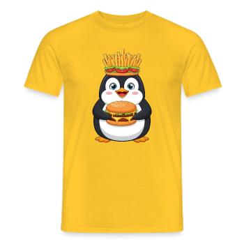Mignon pingouin dessin animé Restauration rapide Fantaisiste Drôle - T-shirt homme - jaune - Devant - AI Model Male 178 dark (178cm)