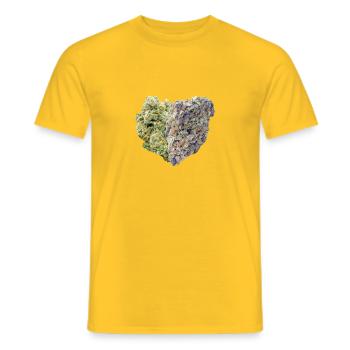 Weed Bud Cannabis Heart Love 420 - Men's T-Shirt - yellow - Front - AI Model Male 178 dark (178cm)