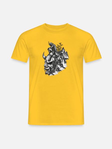 Samuraigeist über Berglandschaft - Männer T-Shirt - Gelb