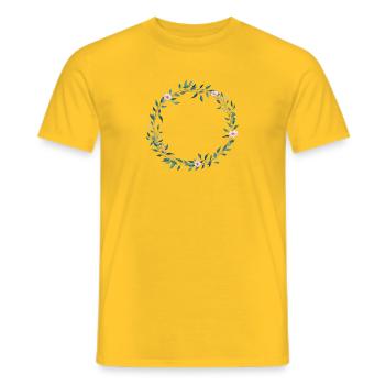 Blumen Blätter Kranz- personalisierbar - Männer T-Shirt - Gelb - Vorne - AI Model Male 178 dark (178cm)