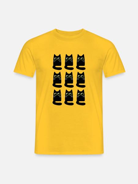 Neuf Petits Chats Noirs - T-shirt homme - jaune