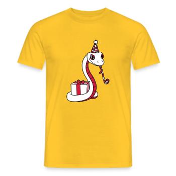 fête d'anniversaire fête cadeau serpent visage - T-shirt homme - jaune - Devant - AI Model Male 178 dark (178cm)