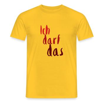 Ich darf das rot1 - Männer T-Shirt - Gelb - Vorne - AI Model Male 178 dark (178cm)