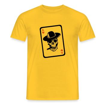 poker tete de mort as carte coeur - T-shirt homme - jaune - Devant - AI Model Male 178 dark (178cm)