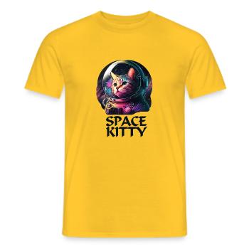 Space Kitty - Männer T-Shirt - Gelb - Vorne - AI Model Male 178 dark (178cm)