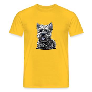 Small West Highland White Terrier - Men's T-Shirt - yellow - Front - AI Model Male 178 dark (178cm)