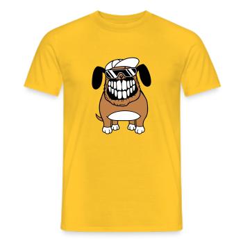 chien monstre méchant dangereux dents sourire sourire - T-shirt homme - jaune - Devant - AI Model Male 178 dark (178cm)
