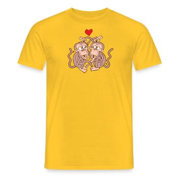 Monkeys Eating Lice and Falling in Love - Men's T-Shirt - yellow - Front - AI Model Male 178 dark (178cm)