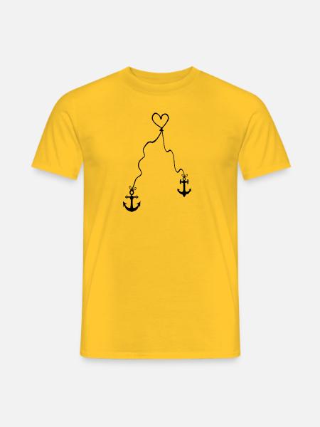 Anker mit Herz am Seil - Windstärke Schwerer Sturm - Männer T-Shirt - Gelb