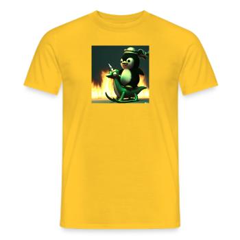 Feuriger Pinguin T-Shirt für Kinder Junge/Mädchen - Männer T-Shirt - Gelb - Vorne - AI Model Male 178 dark (178cm)