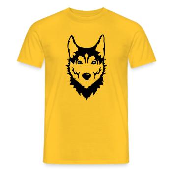 Head of a Siberian Husky dog - Men's T-Shirt - yellow - Front - AI Model Male 178 dark (178cm)