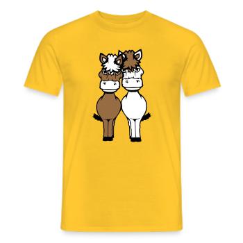 2 Horses Man Woman Lovers Friends Love Team - Men's T-Shirt - yellow - Front - AI Model Male 178 dark (178cm)
