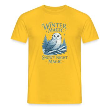 Winter Owl – Snowy Night Magic - Men's T-Shirt - yellow - Front - AI Model Male 178 dark (178cm)
