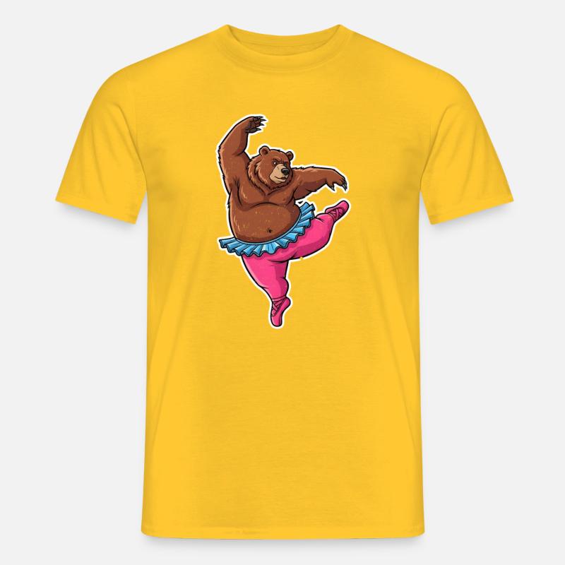 Ballet Bear Comic Gift - Men's T-Shirt - yellow