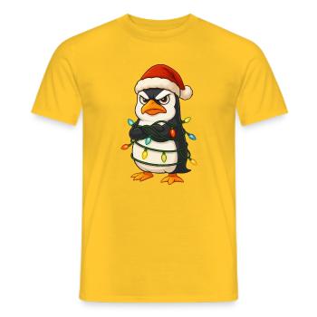 Grumpy Pinguin Weihnachten Weihnachtsmütze Lichter - T-shirt homme - jaune - Devant - AI Model Male 178 dark (178cm)