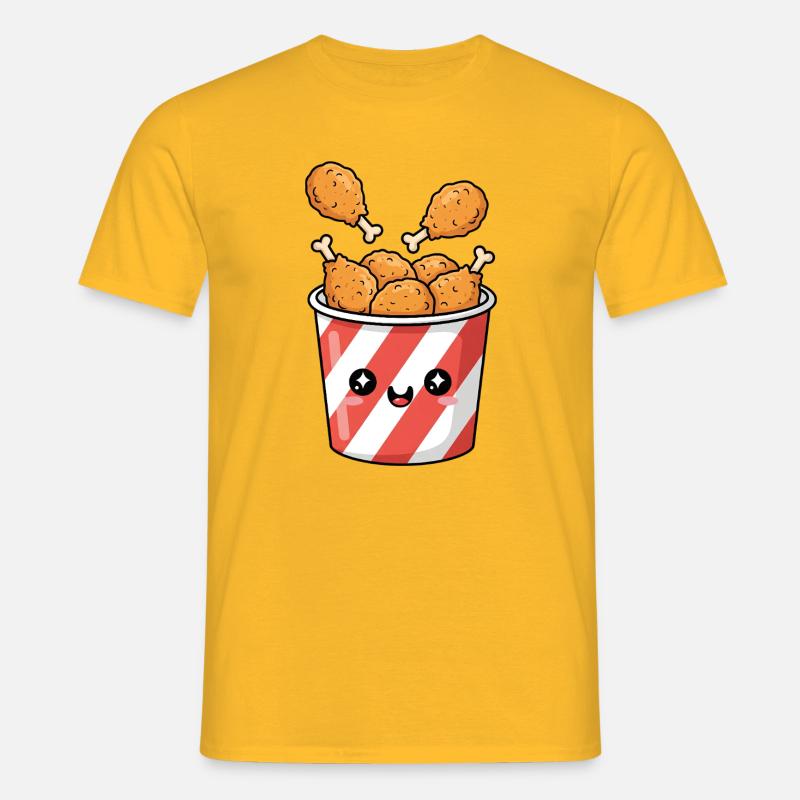 Kawaii-Brathähnchen-Eimer - Männer T-Shirt - Gelb