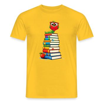 Clever bookworm with glasses - Men's T-Shirt - yellow - Front - AI Model Male 178 dark (178cm)