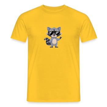 Raton laveur avec lunettes de soleil - T-shirt homme - jaune - Devant - AI Model Male 178 dark (178cm)