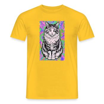 cat - Men's T-Shirt - yellow - Front - AI Model Male 178 dark (178cm)