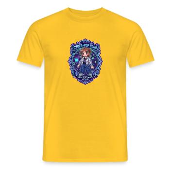 Cyber-Pop Girl in Y2K Style and Anime - Men's T-Shirt - yellow - Front - AI Model Male 178 dark (178cm)