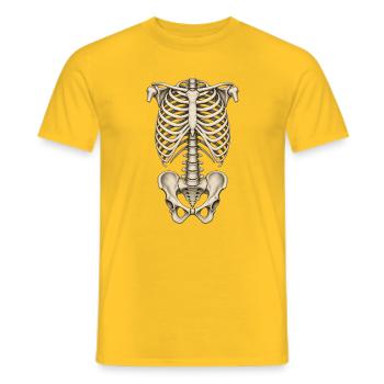 Skelett Torso – Rippen und Becken zu Halloween - Männer T-Shirt - Gelb - Vorne - AI Model Male 178 dark (178cm)