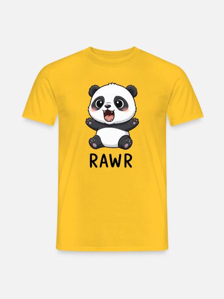 Süßer Panda Cartoon Brüllender Chibi - Männer T-Shirt - Gelb