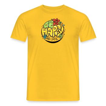 Be Happy And Smile - Men's T-Shirt - yellow - Front - AI Model Male 178 dark (178cm)