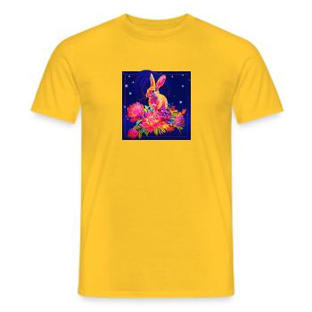 Space-Kaninchen - "hat was genommen" - Männer T-Shirt - Gelb - Vorne - AI Model Male 178 dark (178cm)