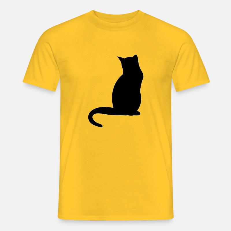 Schwarze Katze - Männer T-Shirt - Gelb