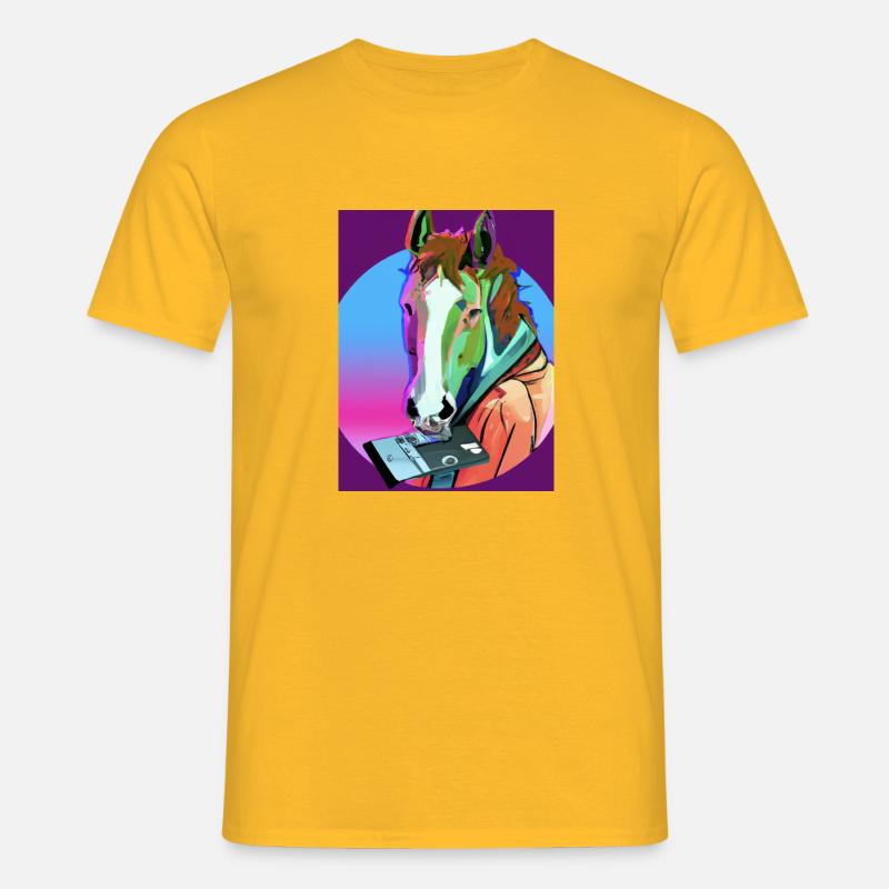 retro Pferd - Männer T-Shirt - Gelb