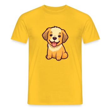 Small, cute dog "Charlie" in comic style - Men's T-Shirt - yellow - Front - AI Model Male 178 dark (178cm)