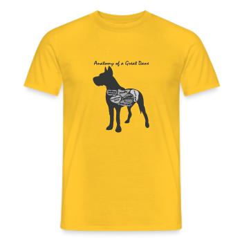 ANATOMIE EINER DEUTSCHEN DOGGE - Männer T-Shirt - Gelb - Vorne - AI Model Male 178 dark (178cm)