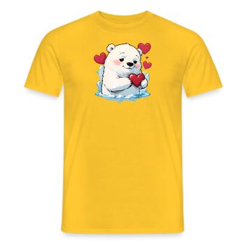 Verschenke diesen süßen Eisbären zum Valentinstag - Männer T-Shirt - Gelb - Vorne - AI Model Male 178 dark (178cm)