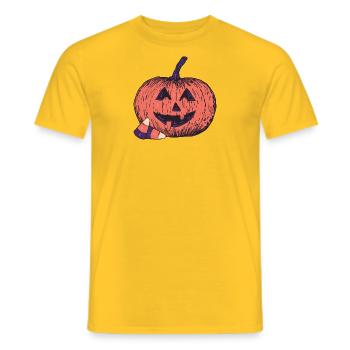 Citrouille avec bonbons (Dark) - T-shirt homme - jaune - Devant - AI Model Male 178 dark (178cm)