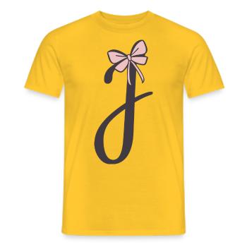 Ruban Lettre Initiale J - T-shirt homme - jaune - Devant - AI Model Male 178 dark (178cm)
