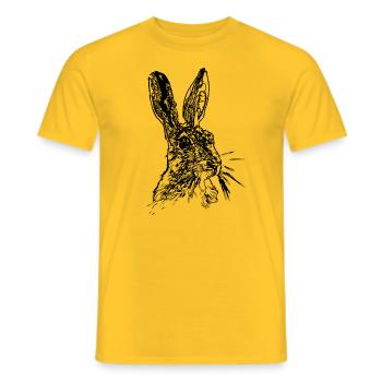 Hare or Hare Line Drawing - Men's T-Shirt - yellow - Front - AI Model Male 178 dark (178cm)