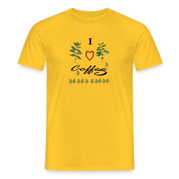 I love Coffee - Männer T-Shirt - Gelb - Vorne - AI Model Male 178 dark (178cm)