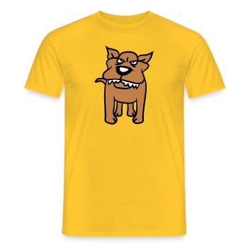 Chien, Monstre, Maléfique, Dangereux, Loup, Dents acérées - T-shirt homme - jaune - Devant - AI Model Male 178 dark (178cm)