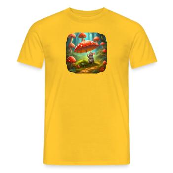 Maus mit Regenschirm - Männer T-Shirt - Gelb - Vorne - AI Model Male 178 dark (178cm)