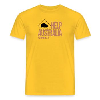 AIDEZ LES WOMBATS AUSTRALIENS - T-shirt homme - jaune - Devant - AI Model Male 178 dark (178cm)
