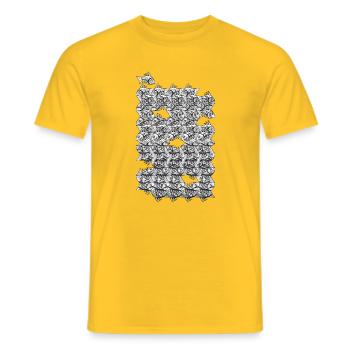 Repeated monochrome fish - Men's T-Shirt - yellow - Front - AI Model Male 178 dark (178cm)