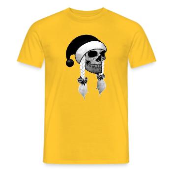 Crâne Femme Noël Bonnets tresses - T-shirt homme - jaune - Devant - AI Model Male 178 dark (178cm)