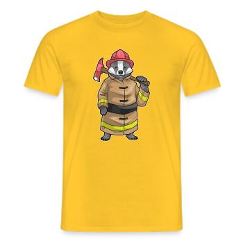 Dachs Feuerwehrmann Axt Feuerwehr - Männer T-Shirt - Gelb - Vorne - AI Model Male 178 dark (178cm)