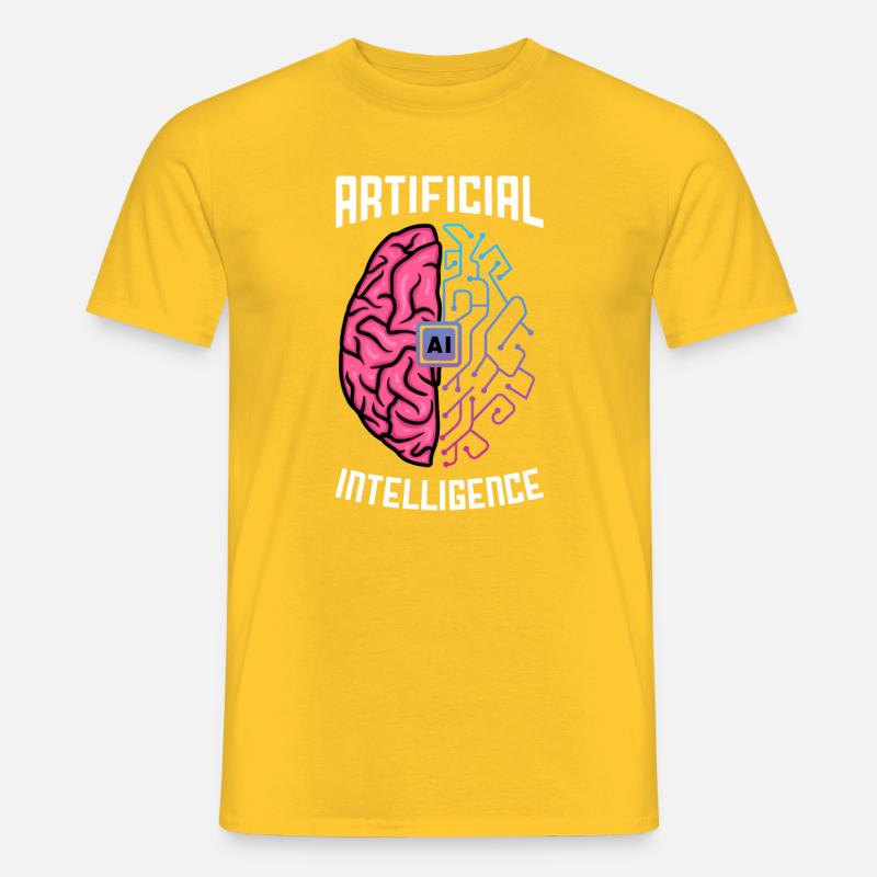 Artificial Intelligence Brain Tech Design - Men’s T-shirt - yellow