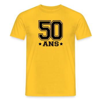 50 ANS - T-shirt homme - jaune - Devant - AI Model Male 178 dark (178cm)