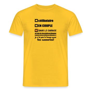 dans le garage - T-shirt homme - jaune - Devant - AI Model Male 178 dark (178cm)