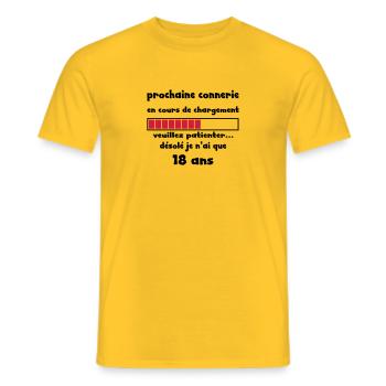 je n'ai que 18 ans prochaine connerie en cours - T-shirt homme - jaune - Devant - AI Model Male 178 dark (178cm)