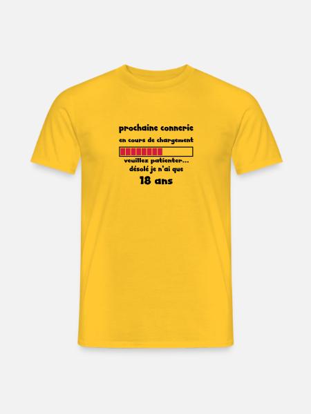je n'ai que 18 ans prochaine connerie en cours - T-shirt homme - jaune