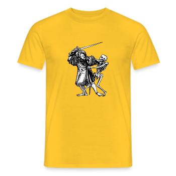 skeleton skelett bones knochen skull schaedel49 - Männer T-Shirt - Gelb - Vorne - AI Model Male 178 dark (178cm)