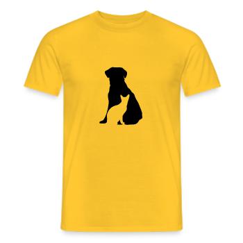 dog and cat - Men's T-Shirt - yellow - Front - AI Model Male 178 dark (178cm)